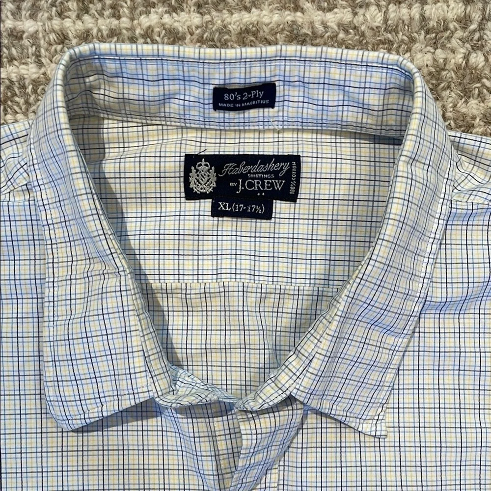 New Men's J CREW Blue/Yellow Checkered Button Down Collared Shirt Sz XL